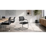 Sedia su slitta schienale in rete UNISIT Lithium LTLTN/LN King L PPL nero
