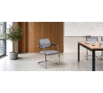 Sedia su slitta schienale in rete UNISIT Lithium LTLTN/KG Ecopelle grigio
