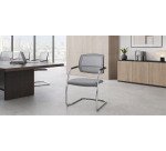 Sedia su slitta UNISIT Lithium LTLTN/EI Eco Poliestere grigio chiaro schienale in rete
