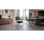 Sedia su slitta schienale in rete UNISIT Lithium LTLTN/ IN Ignifugo PPL nero