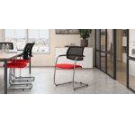 Sedia su slitta UNISIT Lithium LTLTN/ER Eco Poliestere rosso schienale in rete