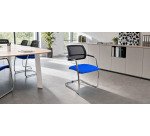 Sedia su slitta schienale in rete UNISIT Lithium LTLTN/IB Ignifugo PPL blu
