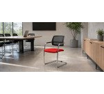 Sedia su slitta schienale in rete UNISIT Lithium LTLTN/IR Ignifugo PPL rosso