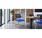 Sedia su slitta schienale in rete UNISIT Lithium LTLTN/KB Ecopelle blu