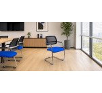 Sedia su slitta schienale in rete UNISIT Lithium LTLTN/LB King L PPL blu