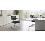 Sedia su slitta schienale in rete UNISIT Lithium LTLTN/TN Target nero