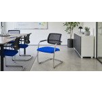 Sedia su slitta schienale in rete UNISIT Lithium LTLTN/TB Target blu