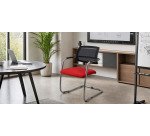 Sedia su slitta schienale in rete UNISIT Lithium LTLTN/KR Ecopelle rosso