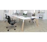 Pôle de 4 bureaux ECLA pieds métal et bois profondeur 166 cm