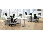 Set von 2 Schreibtische Optyma mit Seite auf zentrale Beistellschrank und integriertes Schubladenblock