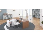 Directie werkpost met bijzetkast links houten onderstel Essenzza