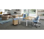 Pôle de 2 bureaux réglables en hauteur électriques Ergomaxx Memo -3 mémoires de position - 1 USB-A et C