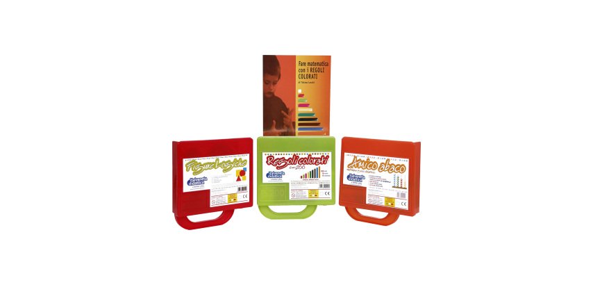 Kit insegnamento con regoli, abaco multibase, figure logiche e manuale educativo