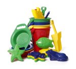 Set 42 giochi da sabbia colorati: secchiello, paletta, setaccio e formine