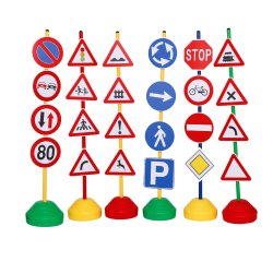 Set 24 segnali stradali simulati in plastica, educazione segnaletica per bambini
