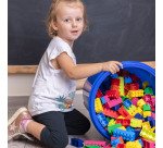 Bidoncino 2 kg di mattoncini colorati da costruzione