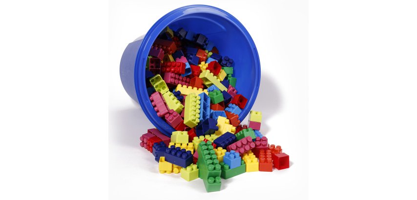 Bidoncino 2 kg di mattoncini colorati da costruzione