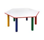 Certified children's table made of laminate and polypropylene; scratch- and impact-resistant