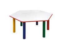 Certified children's table made of laminate and polypropylene; scratch- and impact-resistant