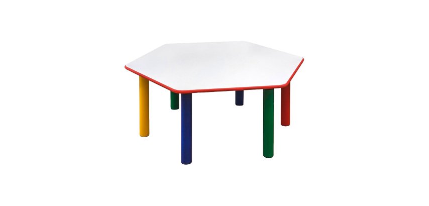 Certified children's table made of laminate and polypropylene; scratch- and impact-resistant