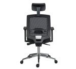 Chaise de bureau IZY tissu  non feu et maille, accoudoirs 2D, appui-tête et soutien lombaire, mécanisme synchrone, pieds aluminium