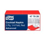 Tovaglioli Tork Cocktail 24 x 24cm – piegatura ¼ - rosso - 200 unità