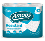 Papel higienico amoos 2 capas 100 mm diametro x 87 mm alto paquete de 12 rollos