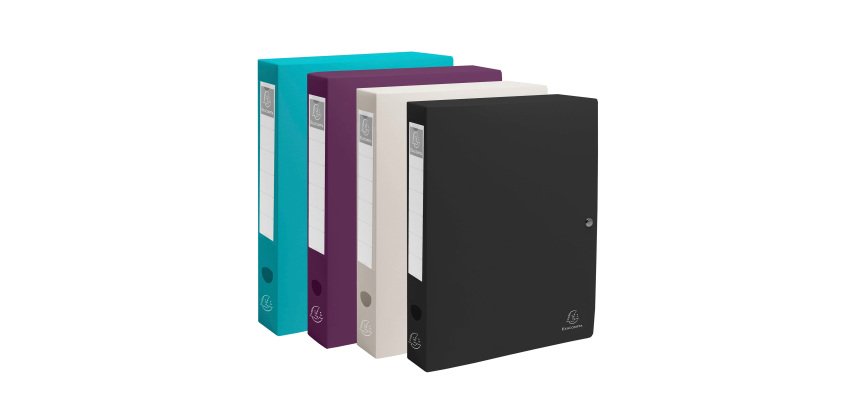 Boite de classement à pression polypropylène recyclé Exacompta Titane - Dos 4 cm couleurs assorties