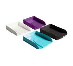 Lot de 4 corbeilles à courrier Exacompta Titane Combo Styli - Couleurs assorties
