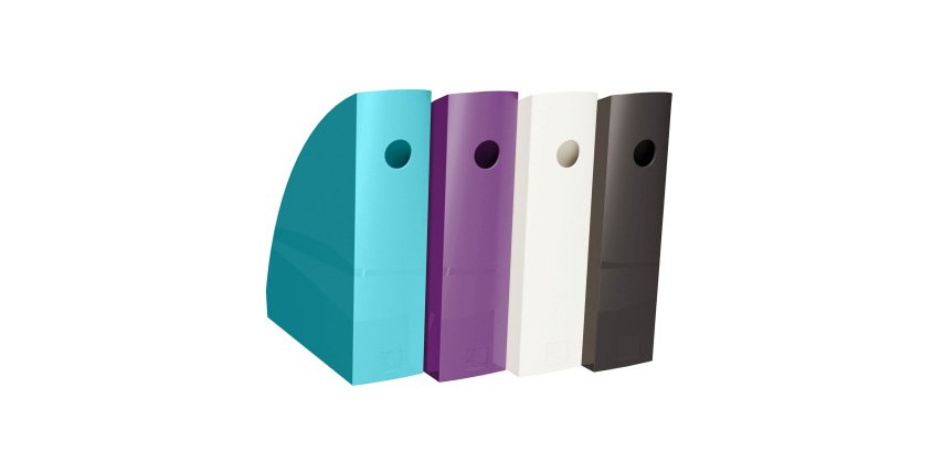 Lot de 4 porte-revues Exacompta Titane Mag-Cube couleurs assorties