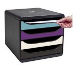 Module de classement Exacompta Titane Big Box 4 tiroirs couleurs assorties