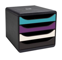 Module de classement Exacompta Titane Big Box 4 tiroirs couleurs assorties
