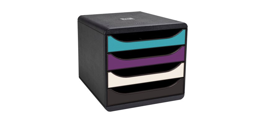 Module de classement Exacompta Titane Big Box 4 tiroirs couleurs assorties
