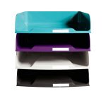 Lot de 4 corbeilles à courrier Exacompta Titane Combo Styli - Couleurs assorties