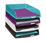 Lot de 4 corbeilles à courrier Exacompta Titane Combo Styli - Couleurs assorties