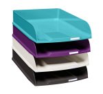 Lot de 4 corbeilles à courrier Exacompta Titane Combo Styli - Couleurs assorties