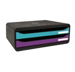 Module de classement Exacompta Titane Toolbox 2 tiroirs - Couleurs assorties