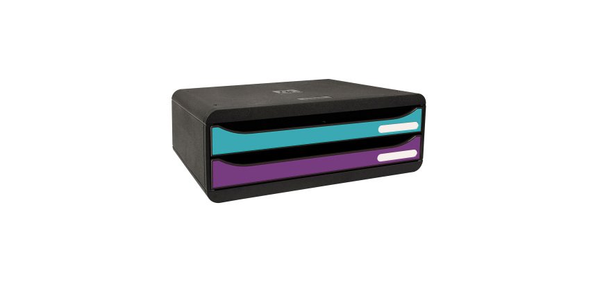Module de classement Exacompta Titane Toolbox 2 tiroirs - Couleurs assorties