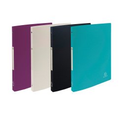 Classeur 4 anneaux polypropylène recyclé Exacompta Titane - Dos 1,5 cm couleurs assorties