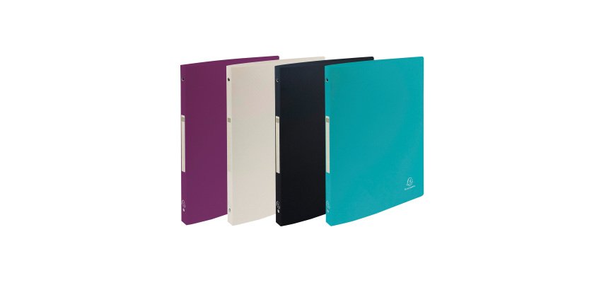 Classeur 4 anneaux polypropylène recyclé Exacompta Titane - Dos 1,5 cm couleurs assorties
