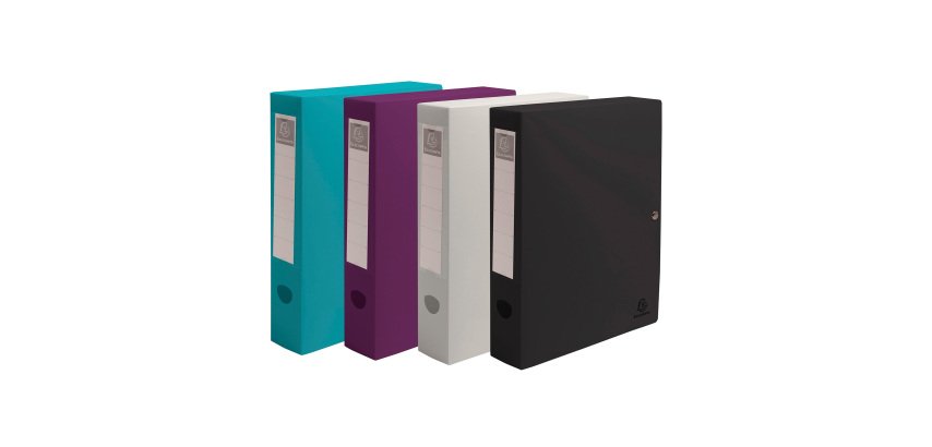 Boite de classement à pression Polypropylène recyclé Exacompta Titane - Dos 8 cm couleurs assorties
