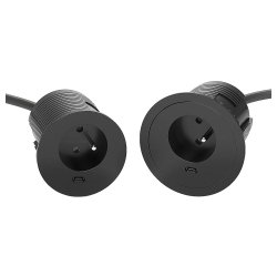Prise encastrable Versatag pour bureau - 1 prise secteur  + 1 USB-C – diamètre 60 et bague 80 mm