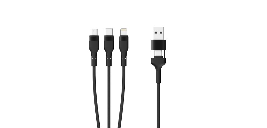 Mobility Lab câble 3 en 2 Type USB-C Lightning et micro USB 1,2 m noir