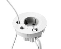 Prise electrique encastrable Versadot Cable diamètre 80 mm + 3 trous passe-câbles blanc