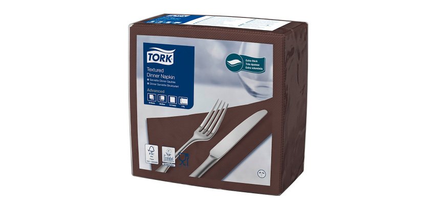 Tovaglioli Tork Dinner Textured 39 x 39cm – piegatura ¼ - marrone - 50 unità