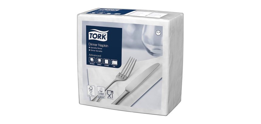 Tovaglioli Tork Dinner 39 x 39cm – piegatura ¼ - bianco - 150 unità