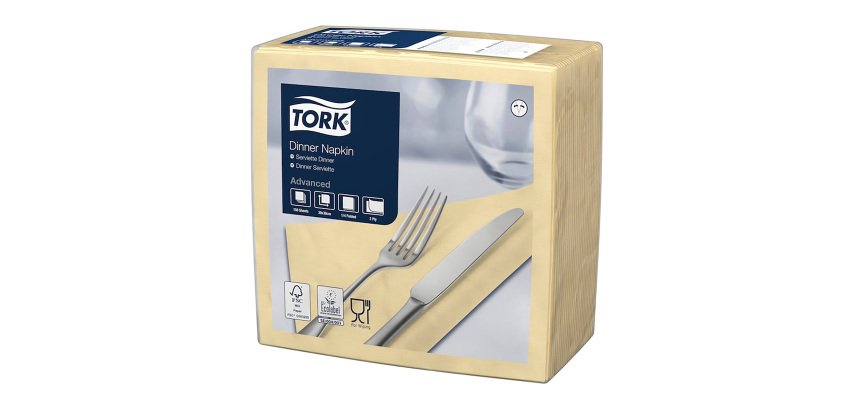 Tovaglioli Tork Dinner 39 x 39cm – piegatura ¼ - champagne - 150 unità