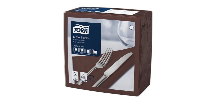 Tovaglioli Tork Dinner 39 x 39cm – piegatura ¼ - marrone - 150 unità