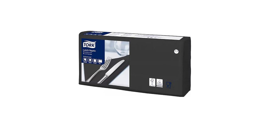 Tovaglioli Tork Lunch 33 x 33cm – piegatura ¼ - nero - 200 unità