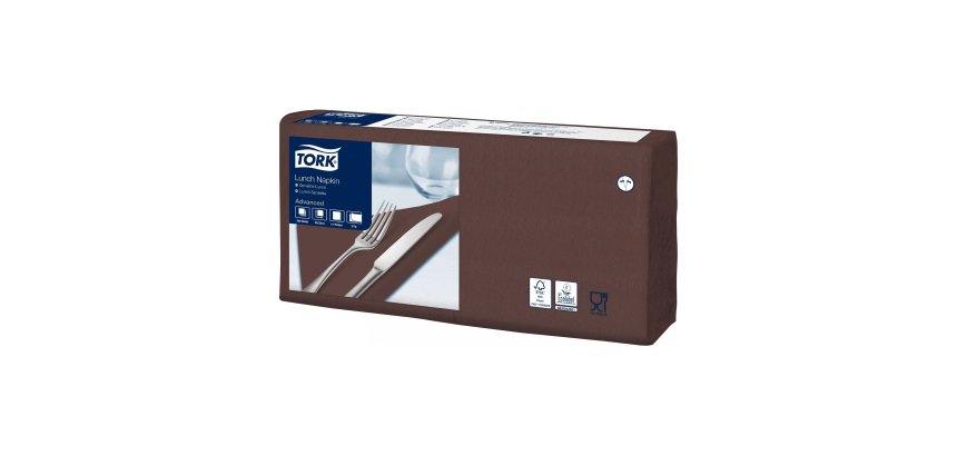Tovaglioli Tork Lunch 33 x 33cm – piegatura ¼ - marrone - 200 unità